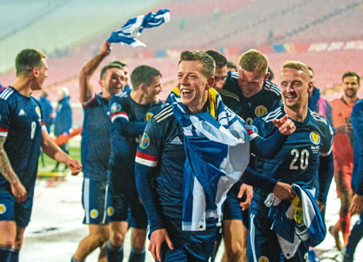 The Scotland football team after winning against Serbia on Thursday evening.