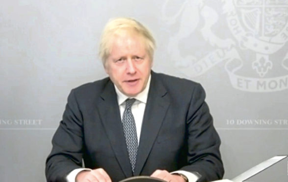 Prime Minister Boris Johnson gives a statement on the defence review via video link from 10 Downing Street