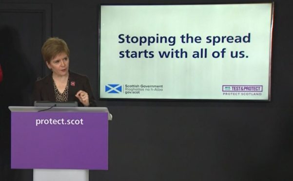 Nicola Sturgeon addresses her daily briefing.