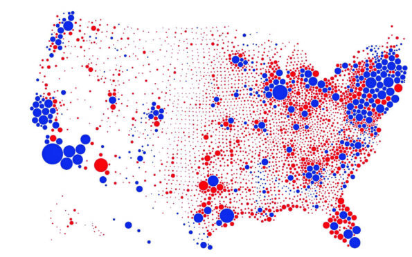 USA political map showing the key wins and battleground states from this week.