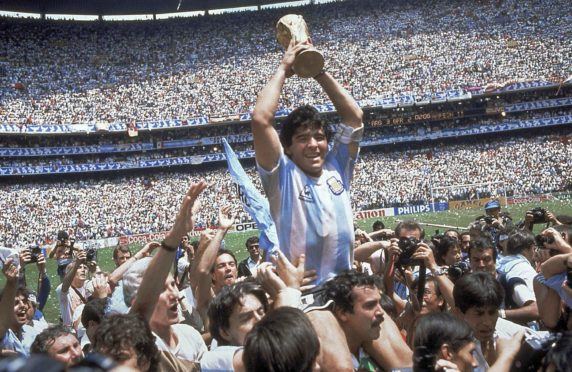 Diego Maradona lifts the World Cup in 1986