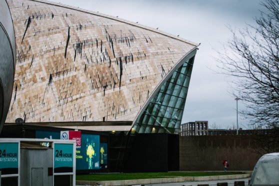 Glasgow Science Centre looking stained and weather-beaten last week