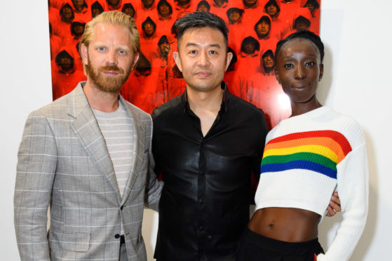 Eunice Olumide with photographer Alistair Guy (left) and artist Liu Bolin