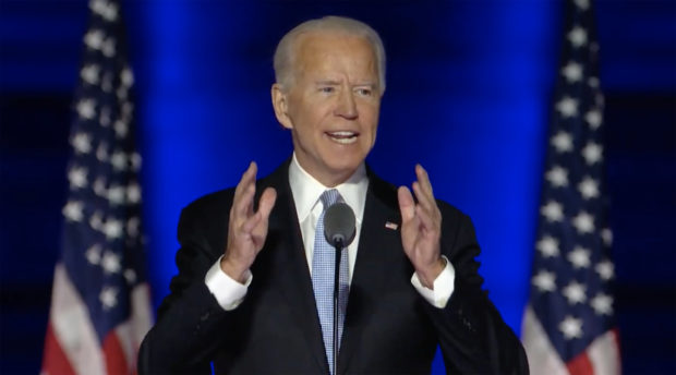President-elect Joe Biden, makes remarks to the nation after being declared the victor of the 2020 US presidential election