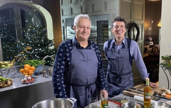 Nick Nairn and Dougie Vipond in the kitchen at Fasque