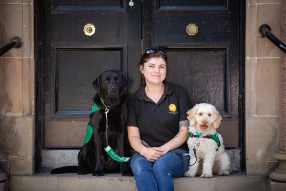 Carla Haizelden with her dogs Billy and Quill