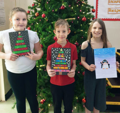 Pupils from Gallowhill school with their Christmas creations.