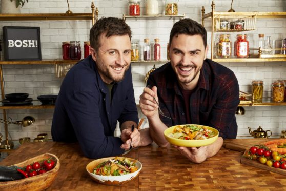 The BOSH! boys, Ian Theasby and Henry Firth, try out a selection of their super-tasty vegan dishes