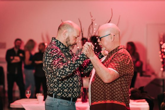 Dancers at the LGBTI+ elders Social Dance Clubs in Glasgow, before the coronavirus pandemic.