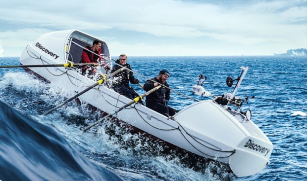 Jamie Douglas-Hamilton and the team of rowers battle through the waves as they cross the infamous Drake Passage