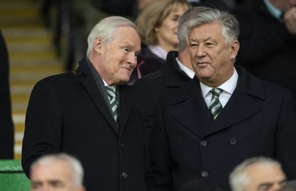 Celtic chairman, Ian Bankier, with departing chief executive, Peter Lawwell