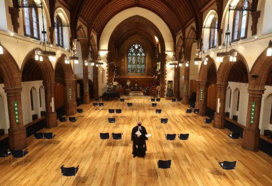 A socially distanced Christmas Day service in Morningside Parish Church, Edinburgh