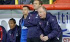 Jimmy Nicholl and Jonatan Johannson were in interim charge of Rangers for this game at Pittodrie in May, 2018