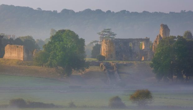 As dawn breaks Sherborne Castle, once home to Sir Walter Raleigh, is shrouded in mist, but the beauty of the countryside is still plain to see