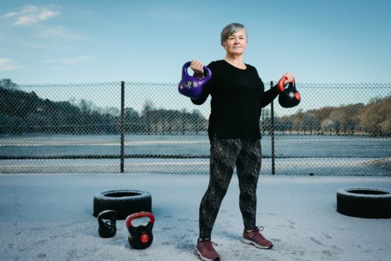 Jackie Jones trains at BodyFit camp in Pollok Park, Glasgow before the latest lockdown