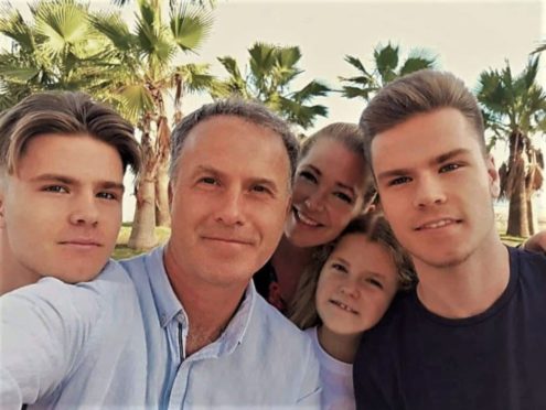 From left: Lucas, Alistair, Charlotte, Emily, and Joseph Johnston in Spain early in 2020. The twins Lucas and Joseph have been conscripted to do military service for Sweden.