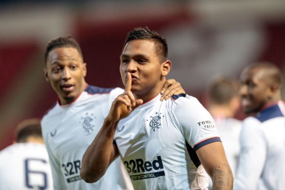 Alfredo Morelos celebrates scoring against Aberdeen