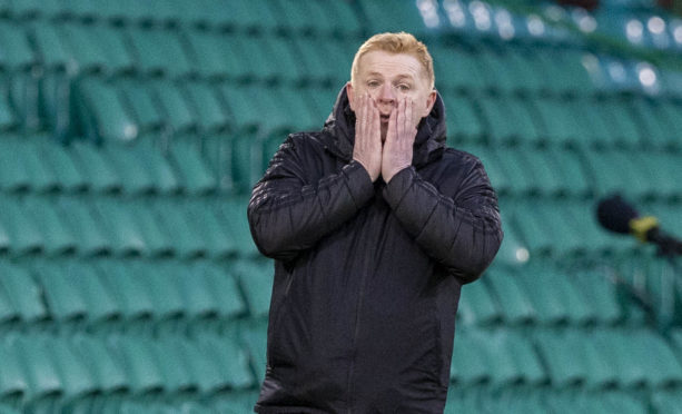 Neil Lennon on the touchline