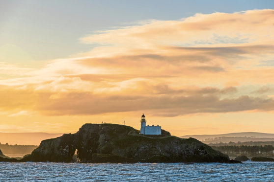 Sunrise in Scotland with a view on the Island Fidra, near  Edinburgh in the Firth of Forth.