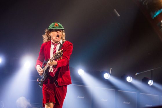 Angus Young of AC/DC on stage in Columbus, Ohio, 2016