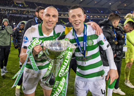 Scott Brown and Calum McGregor with the BetFred Cup