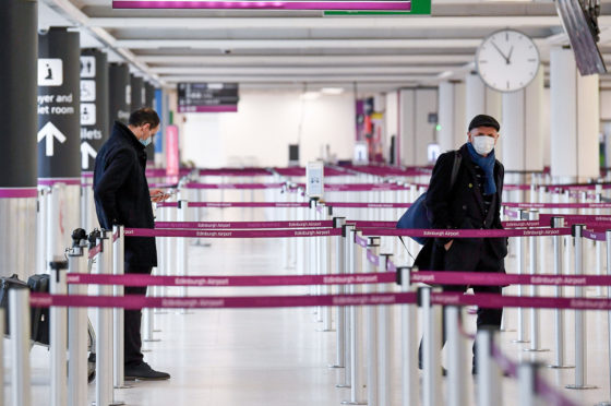 Edinburgh, Scotland’s busiest airport, before the enforced quarantine of arrivals begins tomorrow
