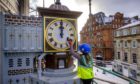 Finishing touches are put on the Binns Clock