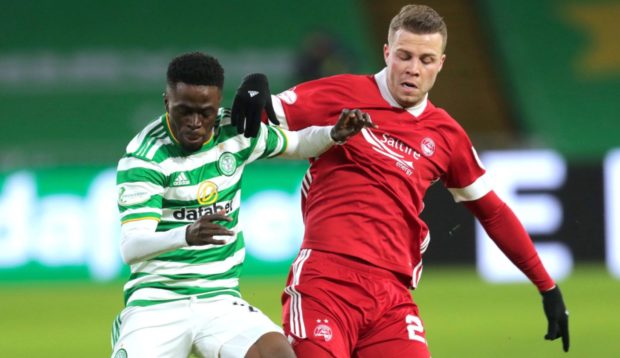 Ismaila Soro in typically combative midfield action against Aberdeen last Saturday