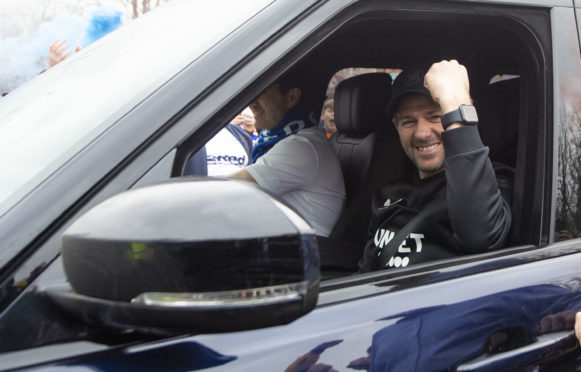 Rangers boss Steven Gerrrard was celebrating in his car last Sunday