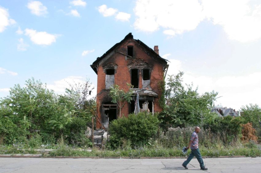 A burned-out home in Detroit