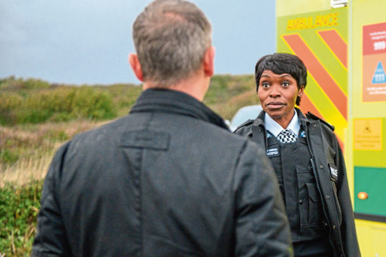 Rakie Ayola with John Simm in the crime drama based on books by Peter James