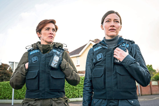 Vicky McClure as DI Kate Fleming, Kelly Macdonald as DCI Joanne Davidson in Line of Duty.