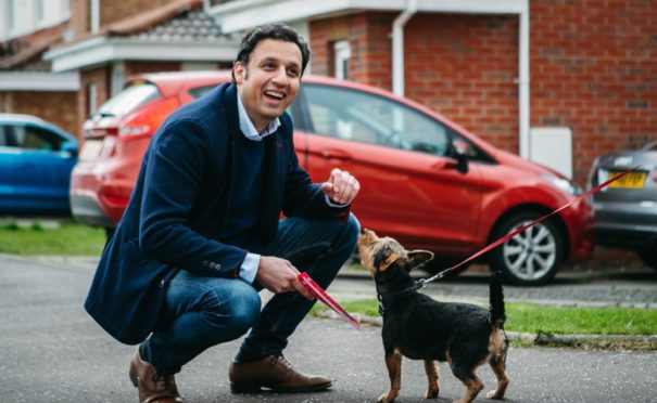 Scottish Labour leader Anas Sarwar on the campaign trail in Toryglen, Glasgow yesterday