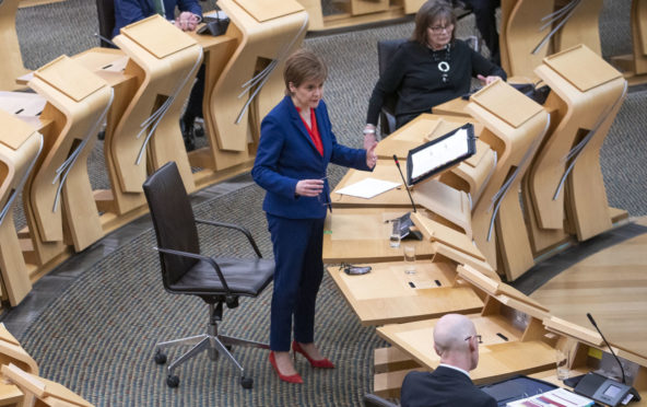 First Minister of Scotland, Nicola Sturgeon, during a Covid briefing at the Scottish Parliamen