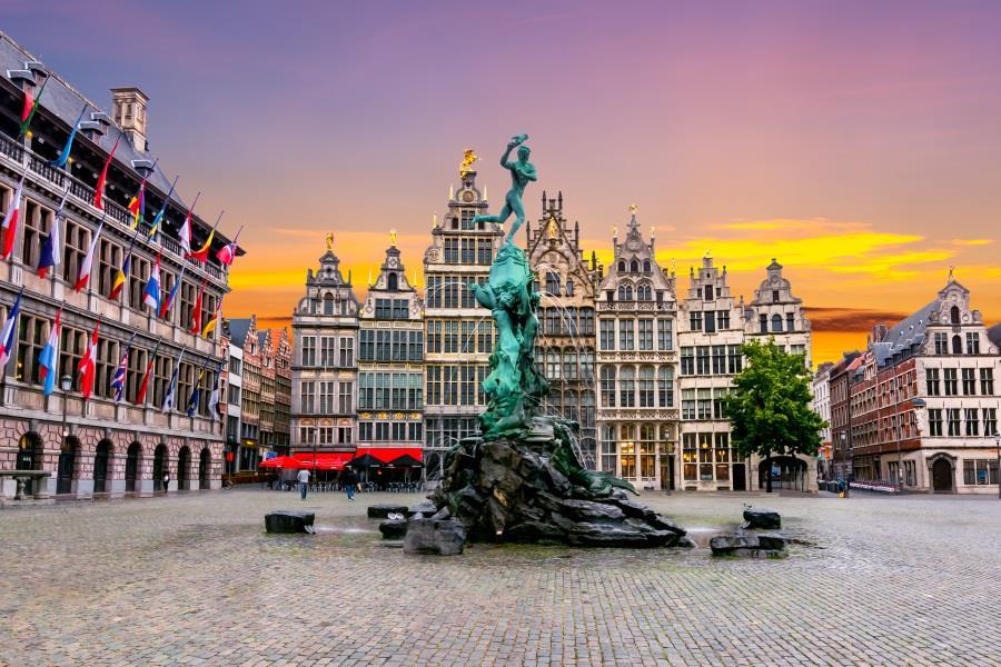 Brabo fountain on Market square, Antwerp.