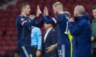Scotland's Lyndon Dykes is replaced by Oli McBurnie (right) against the Czech Republic in October
