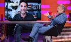 David Schwimmer being interviewed remotely during filming for the Graham Norton Show.
