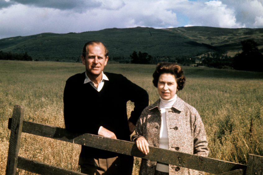 Duke of Edinburgh and Queen Elizabeth II at Balmoral celebrating their Silver Wedding anniversary.