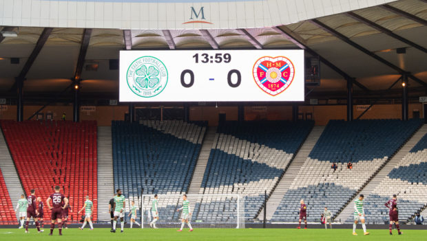 As well as the scoreline, the Hampden scoreboard could be indicating the number of fans inside the National Stadium when Celtic went on to beat Hearts on penalties in the Cup Final last December and retain the trophy