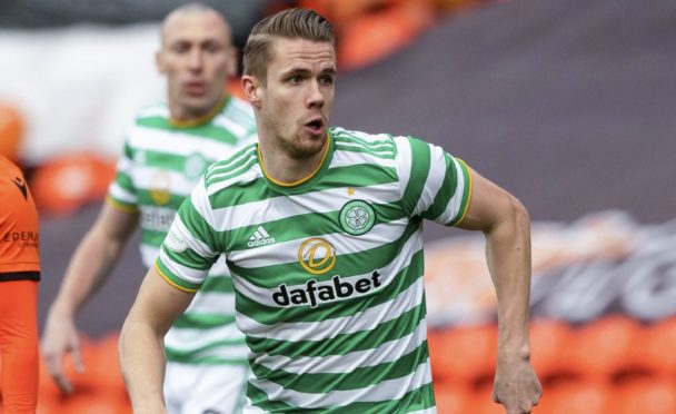 Celtic's Kristoffer Ajer in action