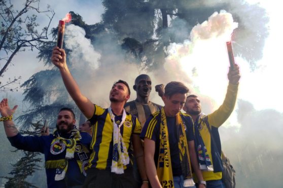 Ultra supporters of Turkish team Fenerbahce in 2019