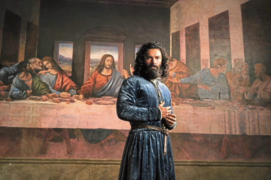 Aidan Turner as Leonardo da Vinci.