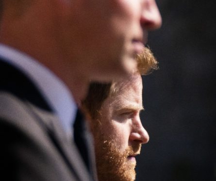 The Duke of Cambridge and Prince Harry walk in the procession at Windsor Castle, Berkshire, during the funeral of the Duke of Edinburgh.