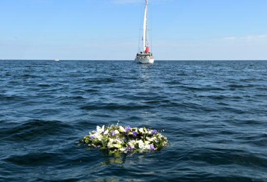 Gordonstoun pupils’ wreath in Moray Firth where Prince Philip learned to sail