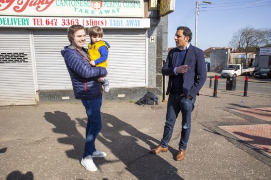 Scottish Labour leader Anas Sarwar campaigning in Rutherglen, Glasgow.