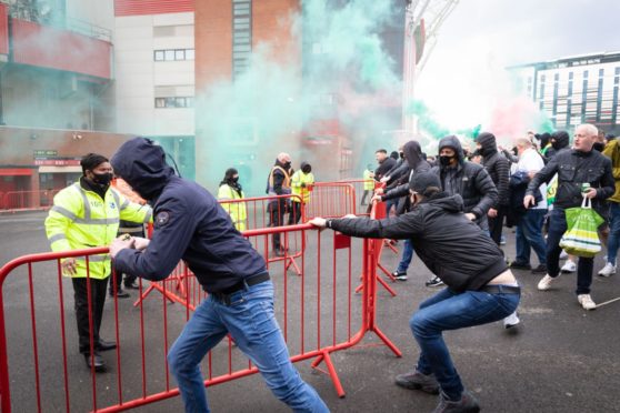 Trouble flares outside Old Trafford last weekend