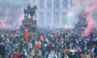 Rangers fans in Glasgow's George Square