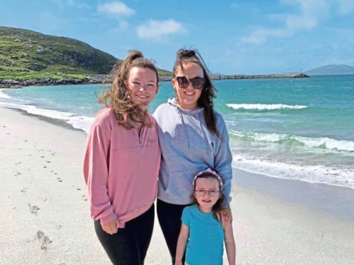 Trainee nurse stem cell donor Erin MacKinnon, left, with sisters Megan and Isla