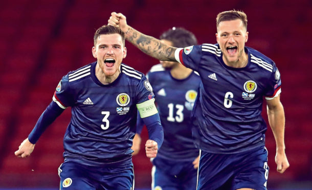 Scotland's Andy Robertson and Liam Cooper