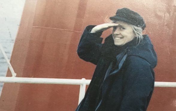 Mairi Hedderwick on the ferry to Islay